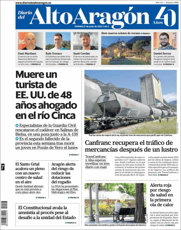 Portada de Diario del AltoAragón (España)