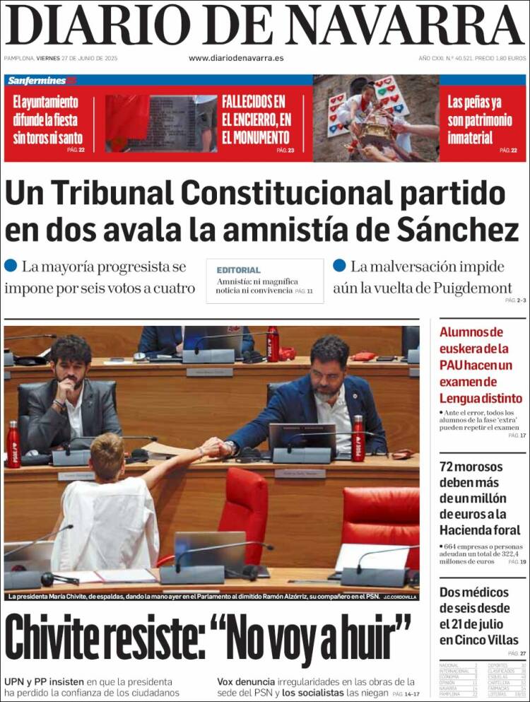 Portada de Diario de Navarra (España)