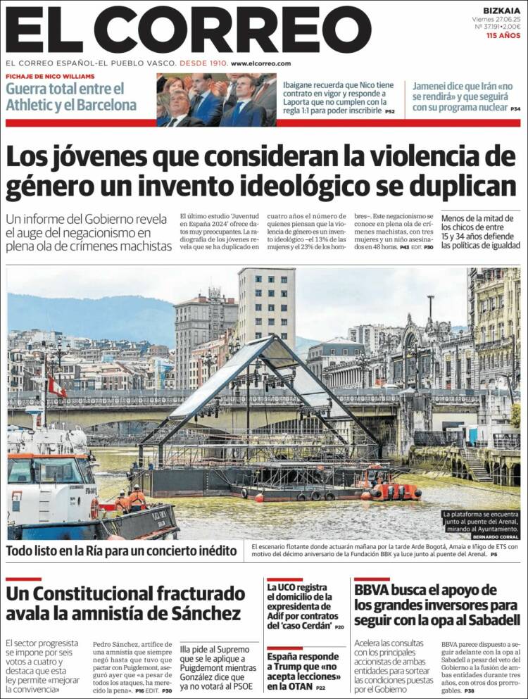 Portada de El Correo (España)