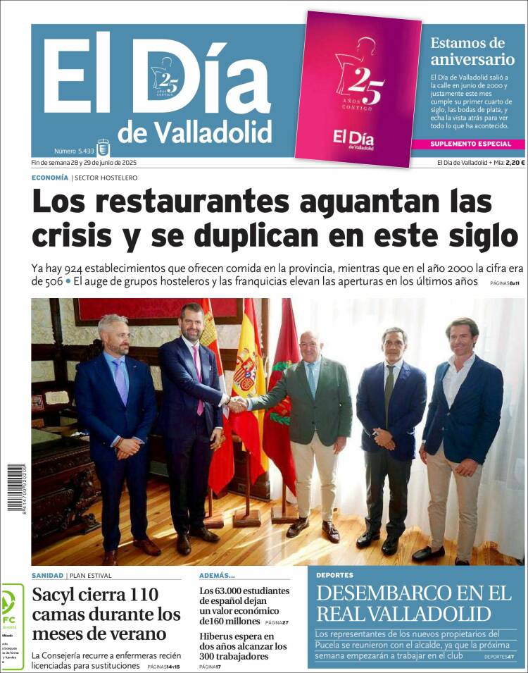 Portada de El Día de Valladolid (España)