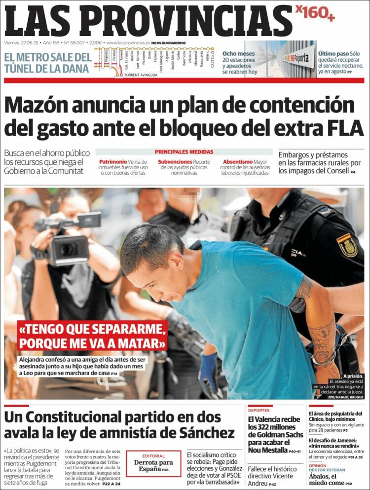 Portada de Las Provincias (España)