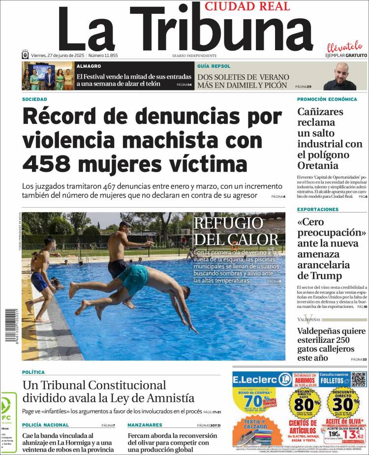 Portada de La Tribuna de Ciudad Real (España)