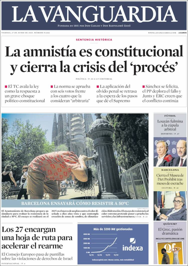 Portada de La Vanguardia (España)
