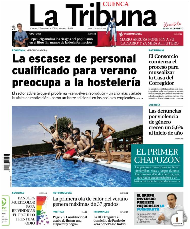 Portada de La Tribuna de Cuenca (España)