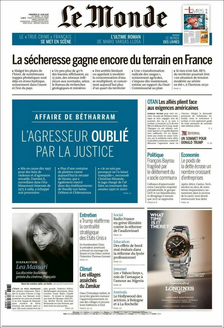 Portada de Le Monde (Francia)