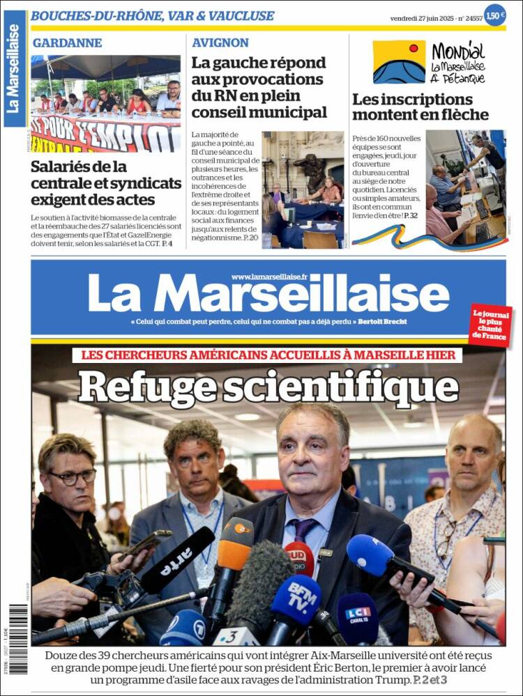Portada de La Marseillaise (Francia)