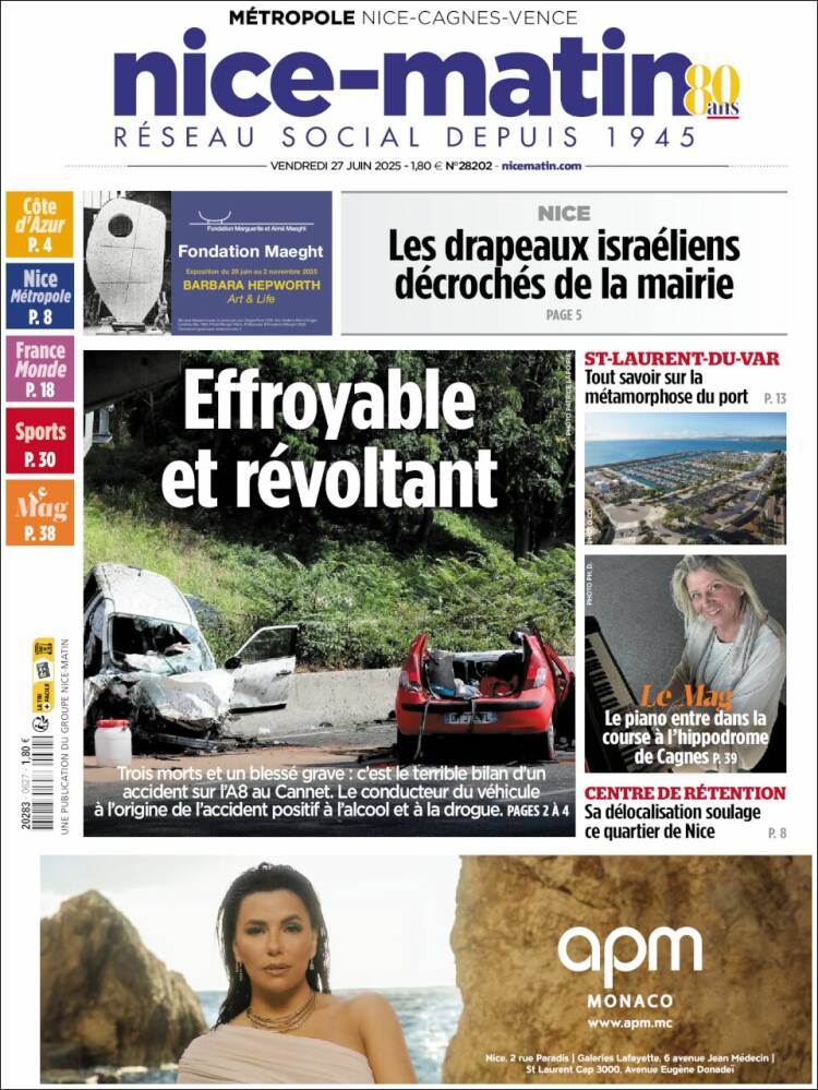Portada de Nice-Matin (Francia)
