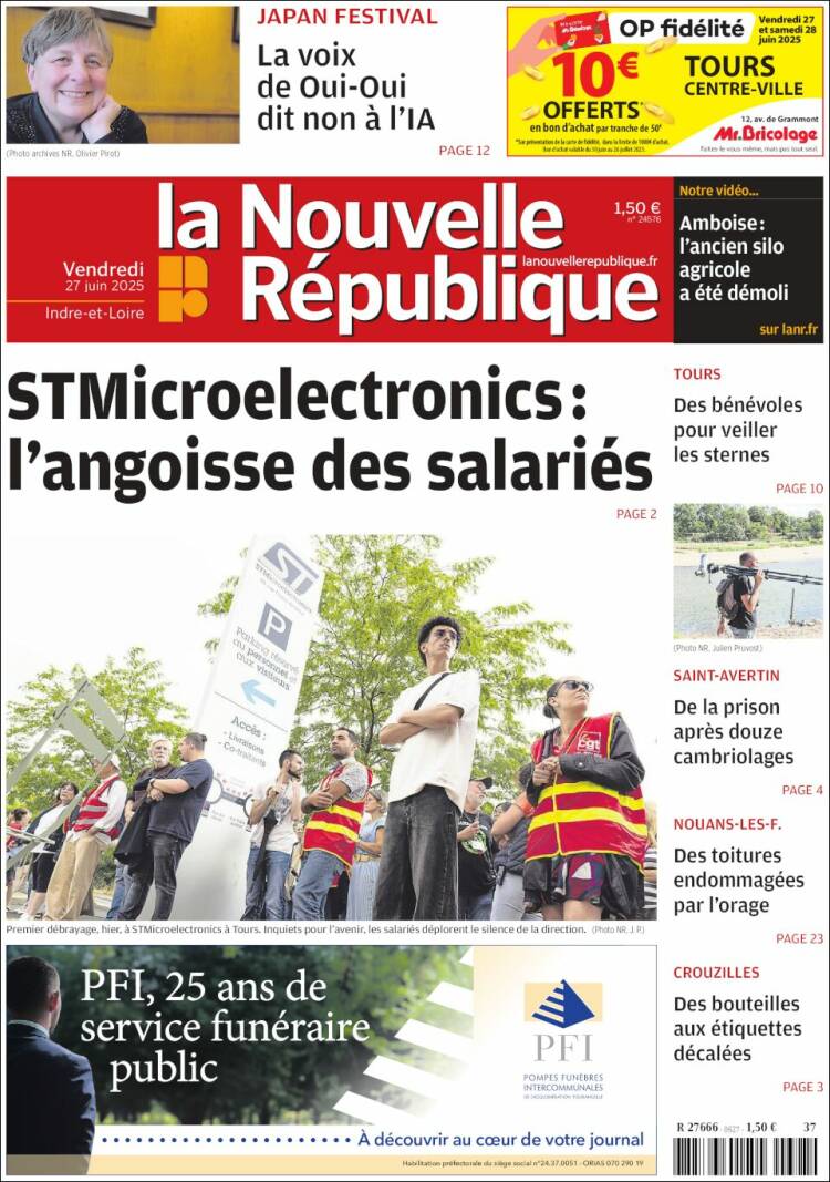 Portada de La Nouvelle Republique (Francia)