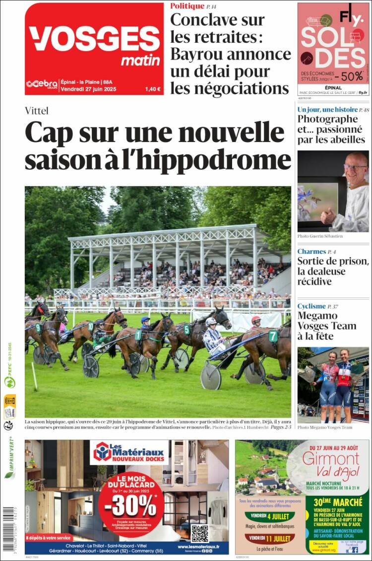 Portada de Vosges Matin (Francia)