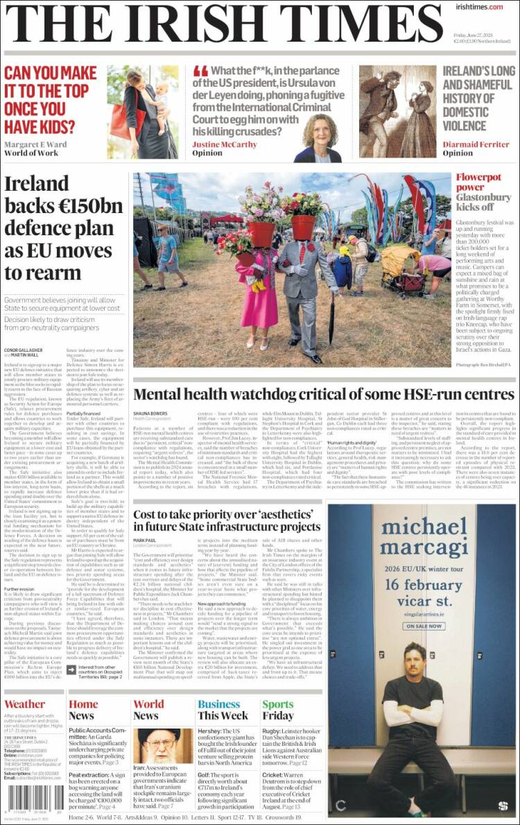 Portada de Irish Times (Irlanda)