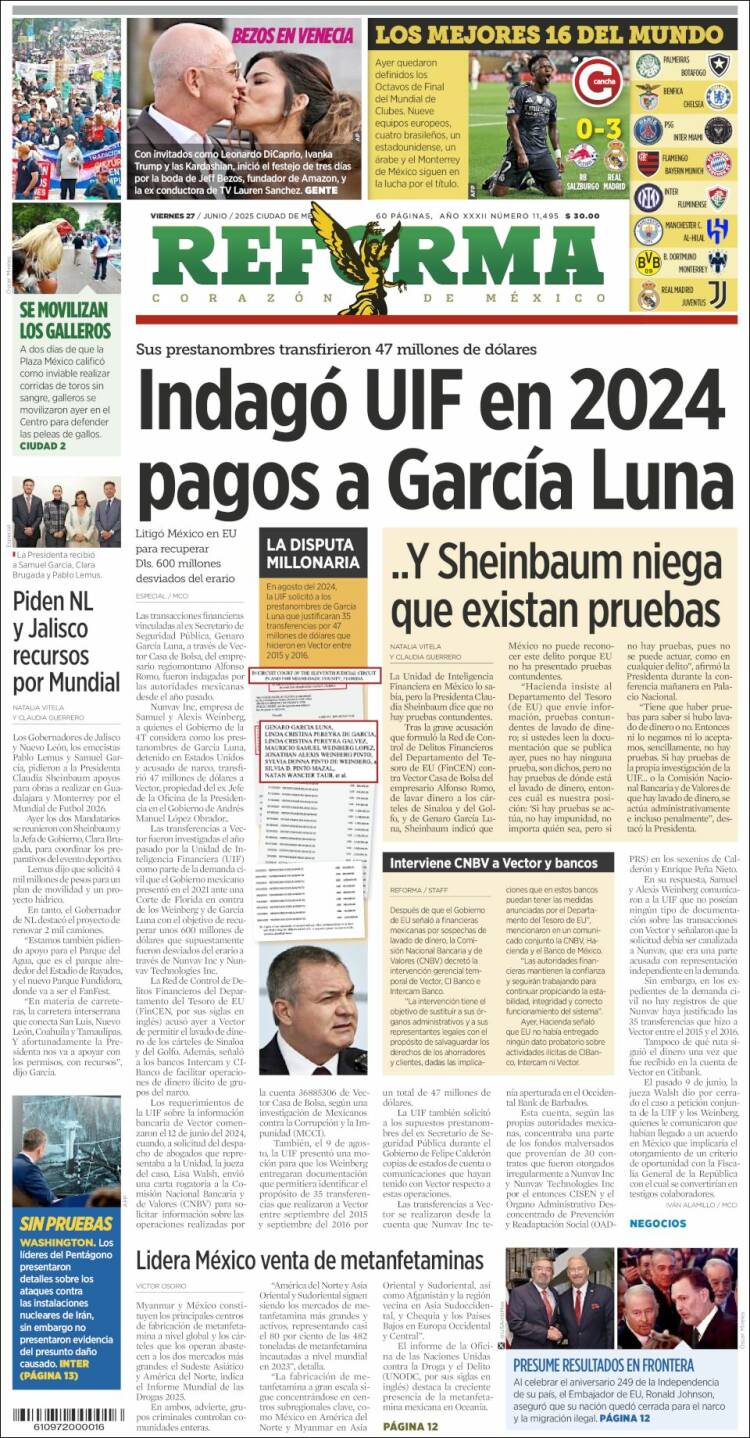 Portada de Reforma (México)