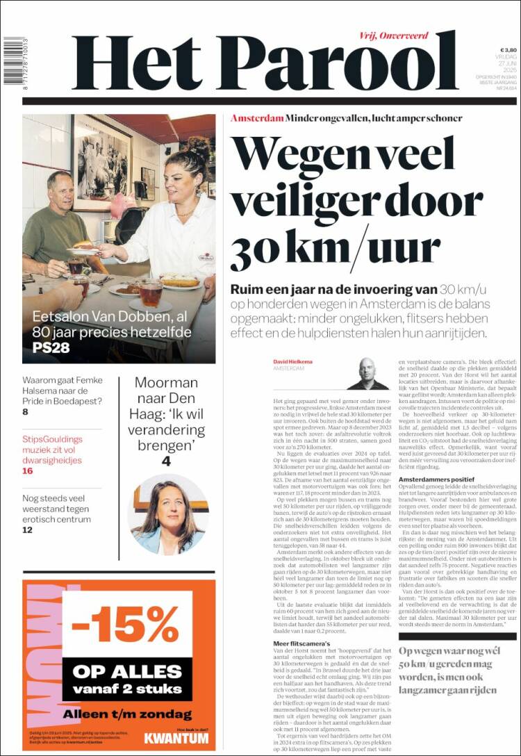 Portada de Het Parool (Países Bajos)