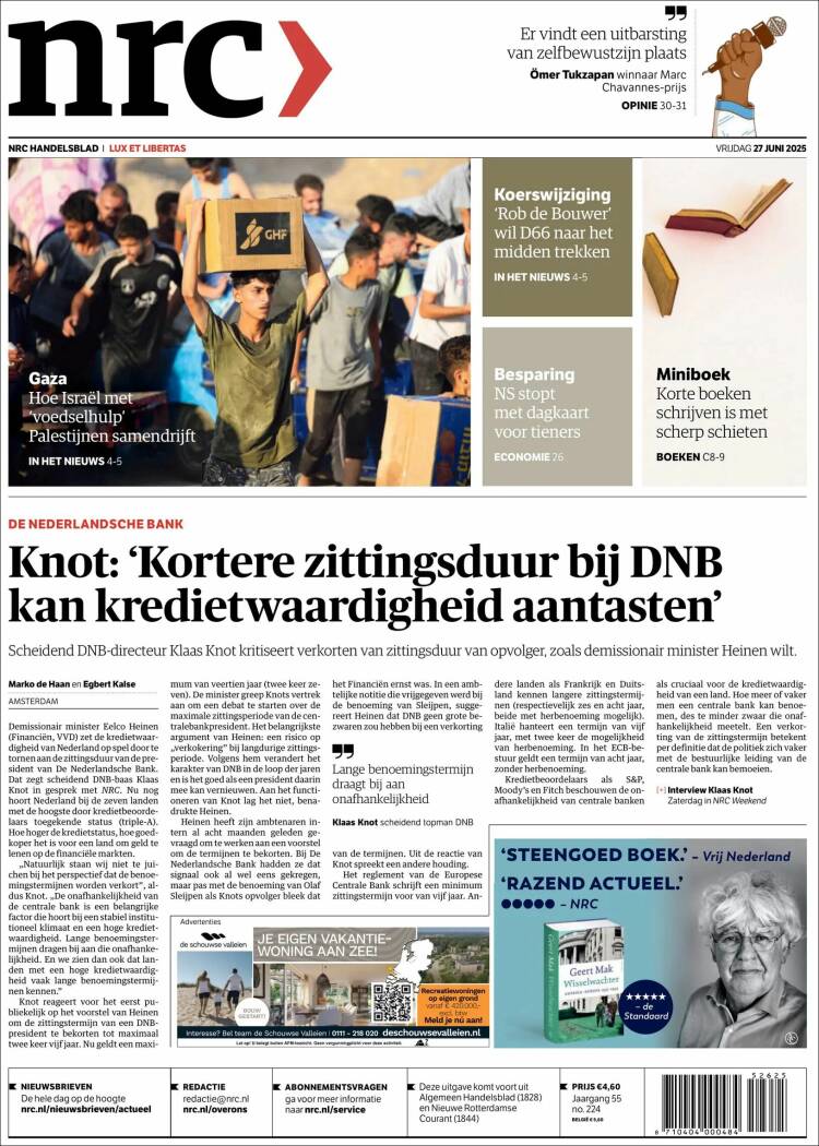 Portada de NRC Handelsblad (Países Bajos)
