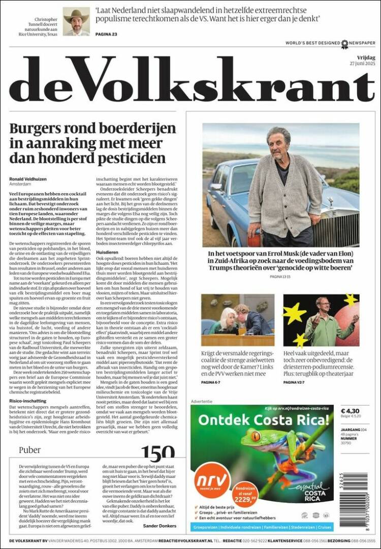 Portada de De Volkskrant (Países Bajos)