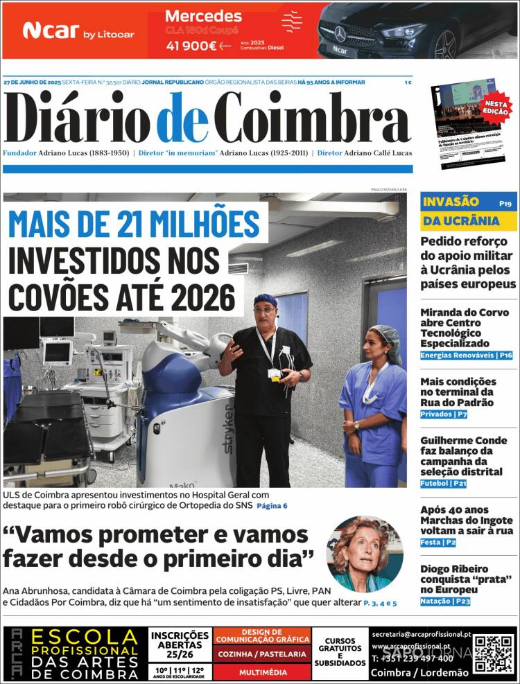 Portada de Diário de Coimbra (Portugal)