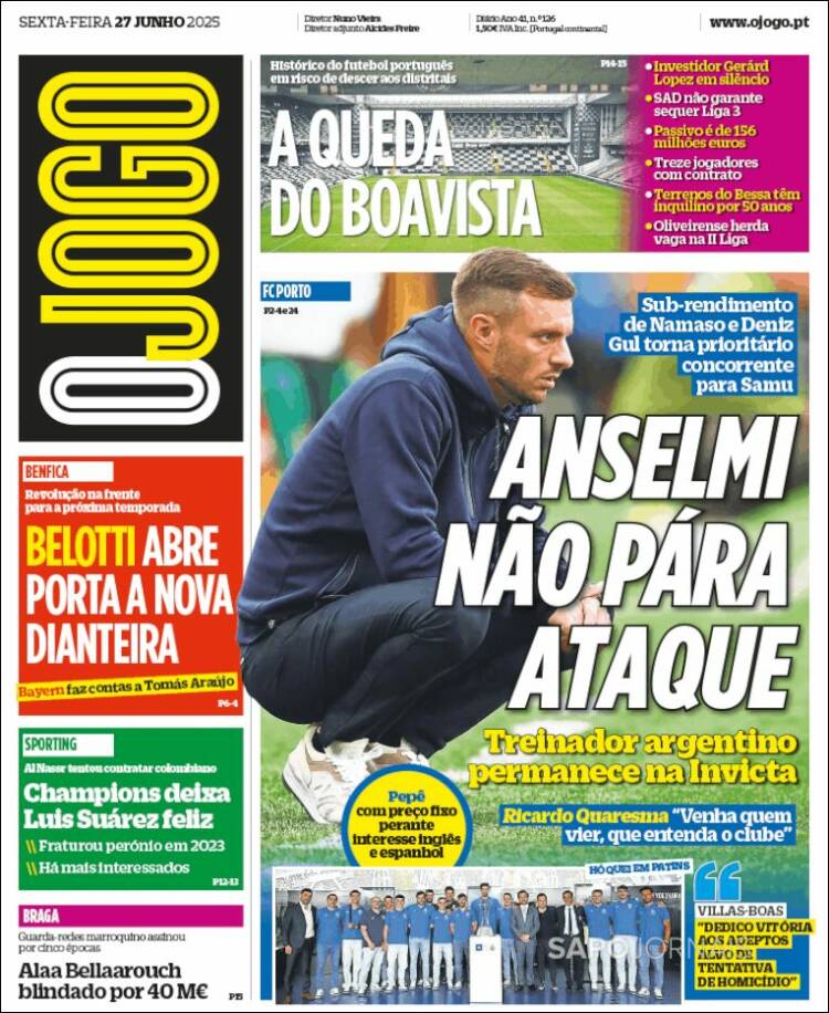 Portada de O Jogo (Portugal)