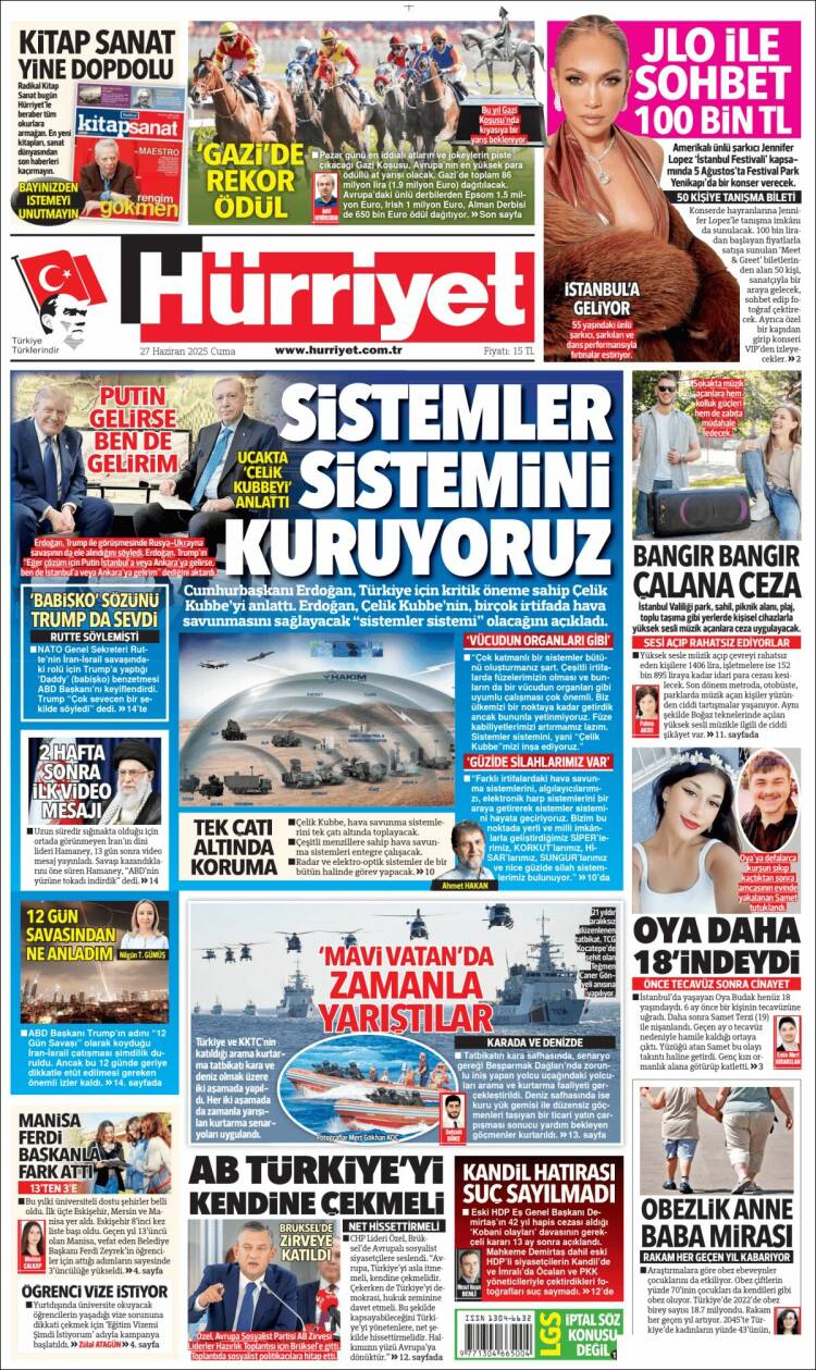 Portada de Hürriyet (Turquía)