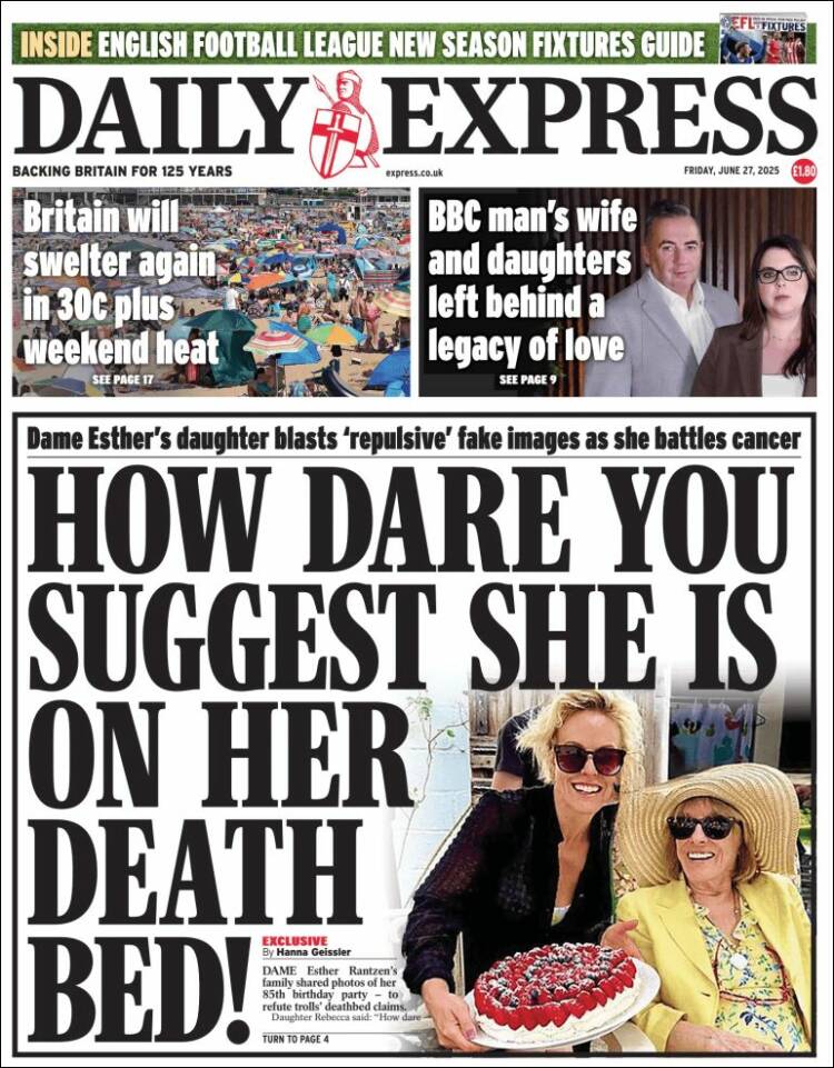 Portada de Daily Express (Reino Unido)