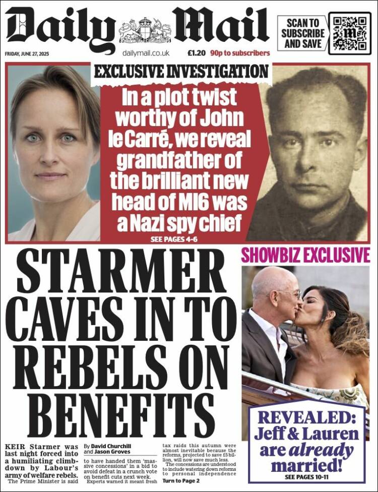 Portada de Daily Mail (Reino Unido)