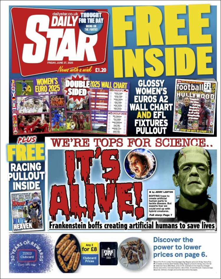 Portada de Daily Star (Reino Unido)
