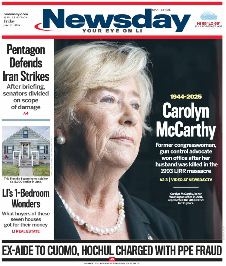 Portada de Newsday (USA)