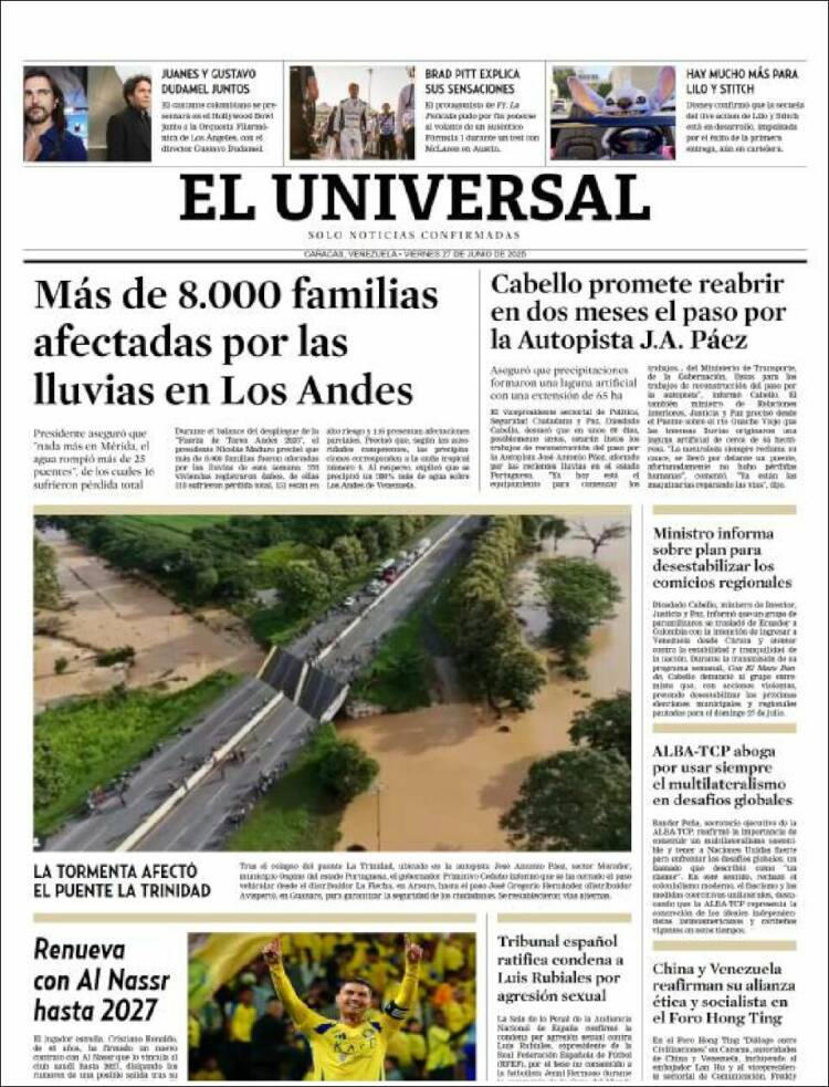 Portada de Universal (Venezuela)