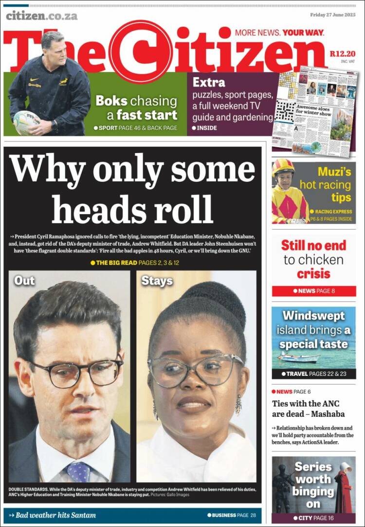 Portada de The Citizen (Sudáfrica)