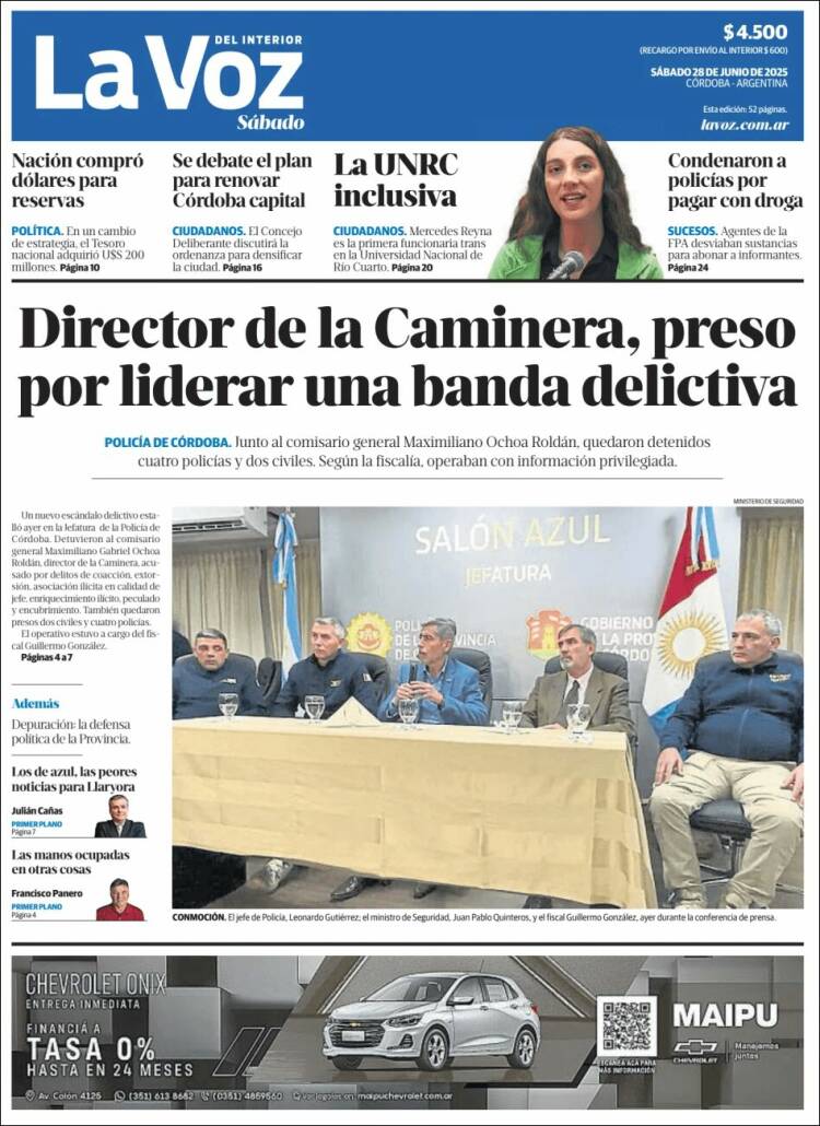Portada de La Voz del Interior (Argentina)