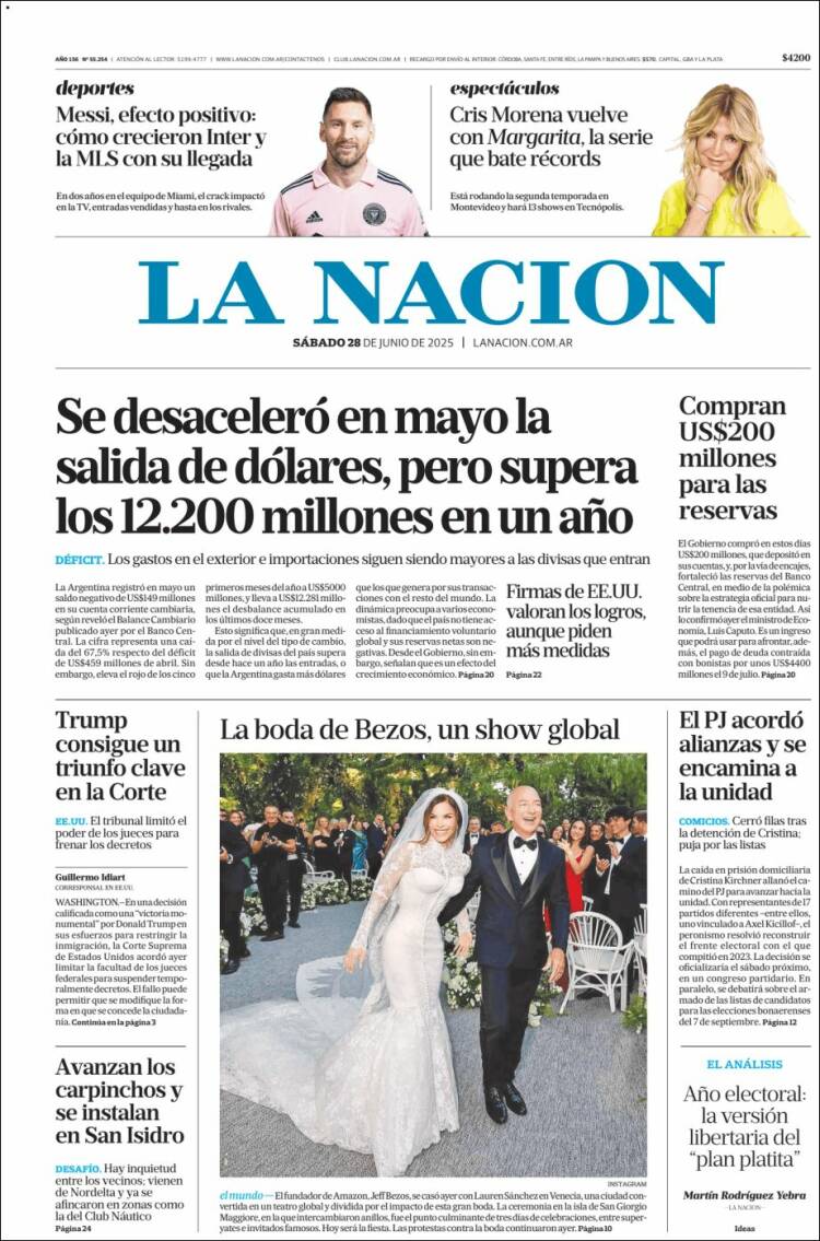 Portada de La Nación (Argentina)