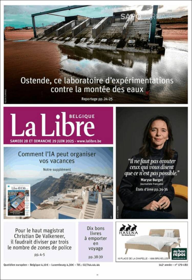 Portada de La Libre.be (Belgique)