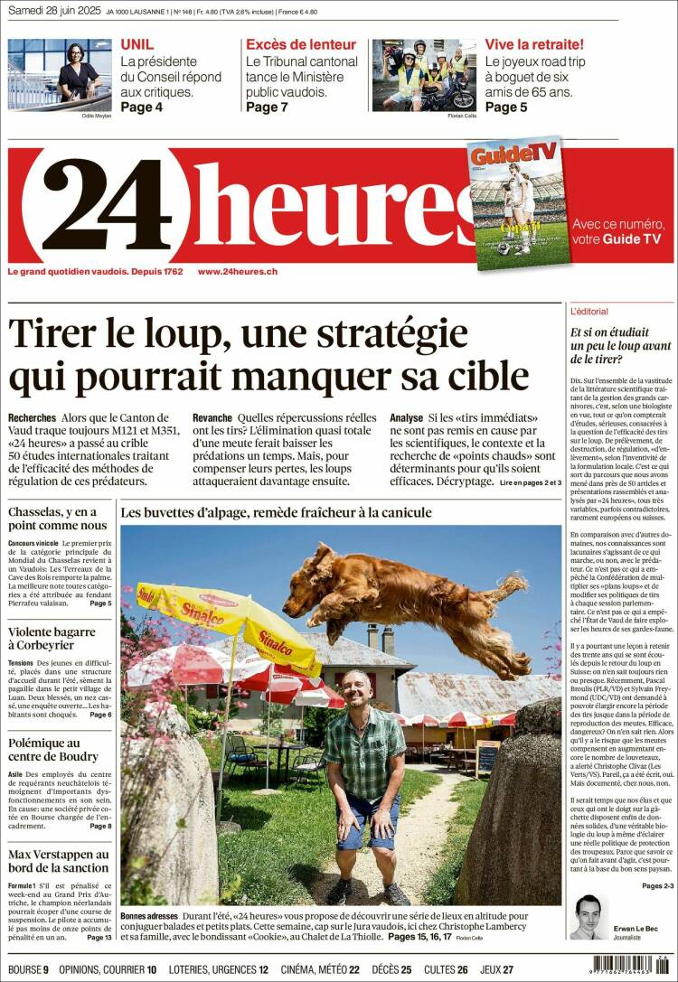 Portada de 24 Heures (Suiza)