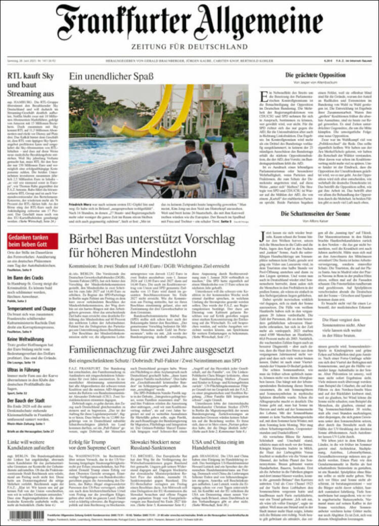Portada de Frankfurter Allgemeine (Allemagne)