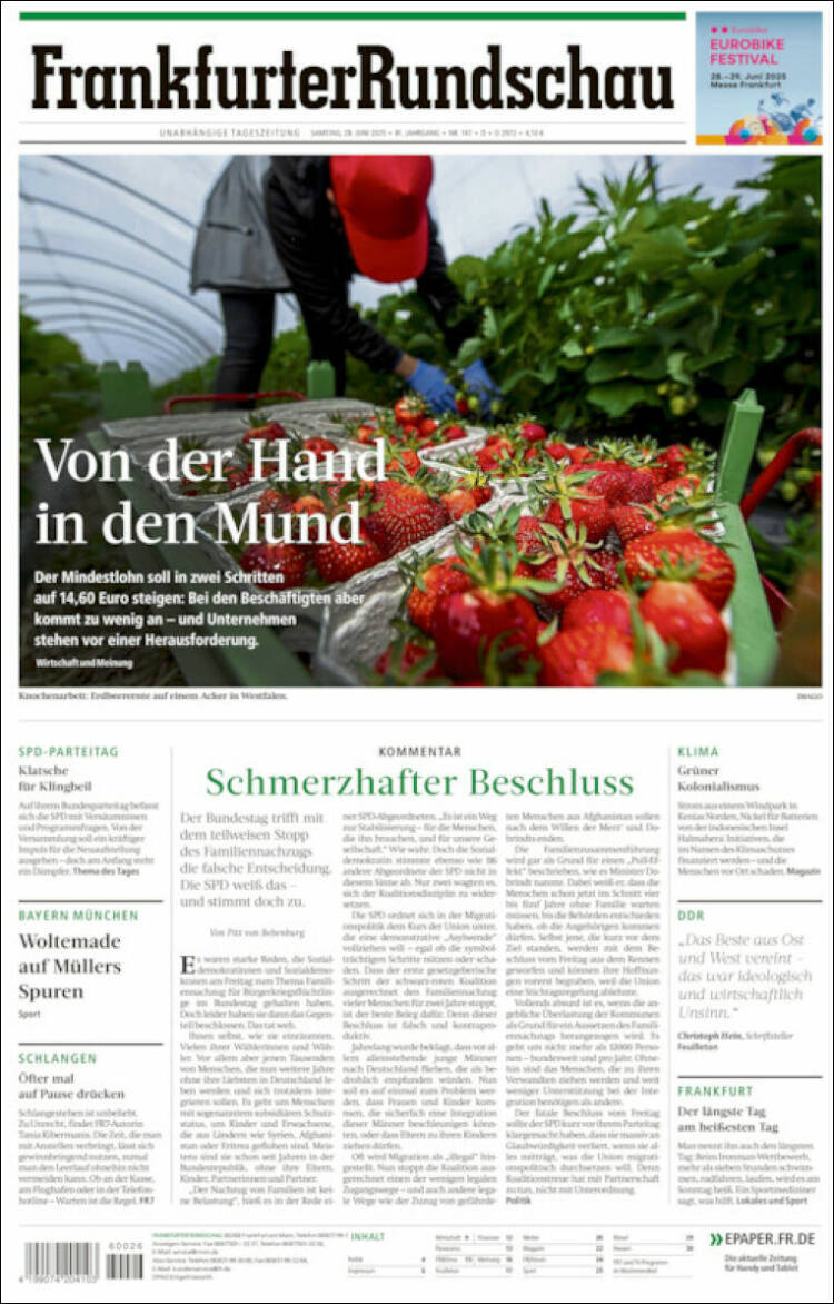 Portada de Frankfurter Rundschau (Alemania)