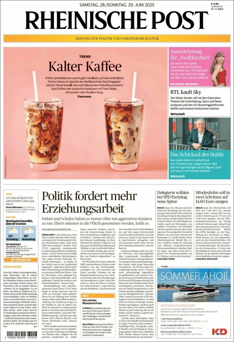Portada de Rheinische Post (Alemania)