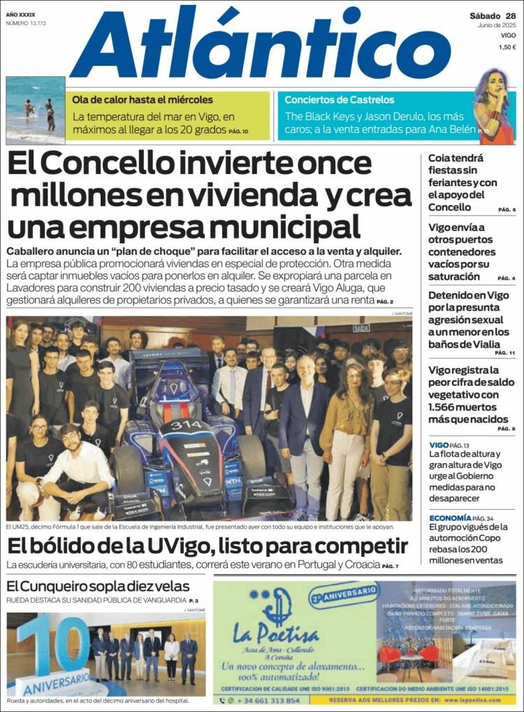 Portada de Atlántico Diario (España)