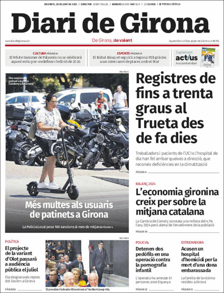 Portada de Diari de Girona (España)
