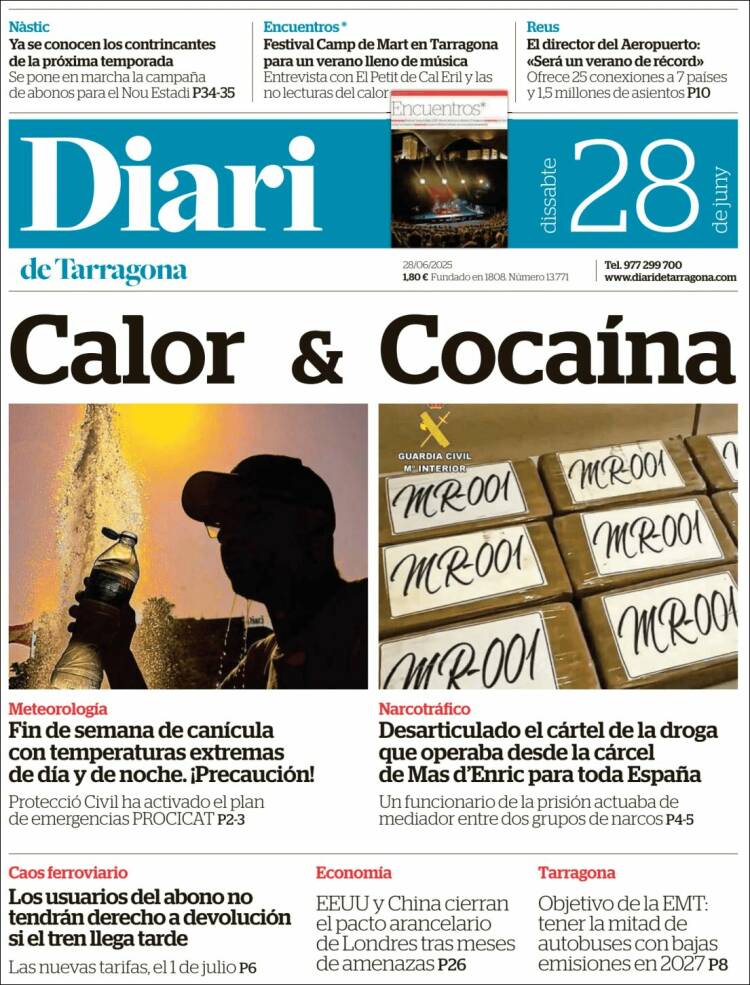 Portada de Diari de Tarragona (España)