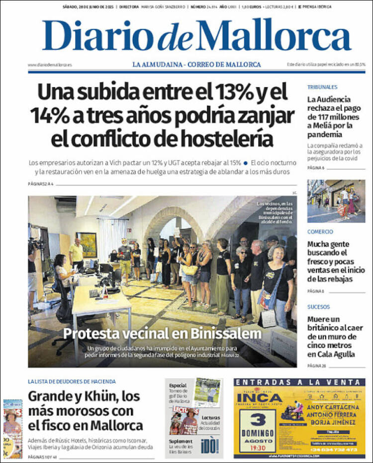 Portada de Diario de Mallorca (España)