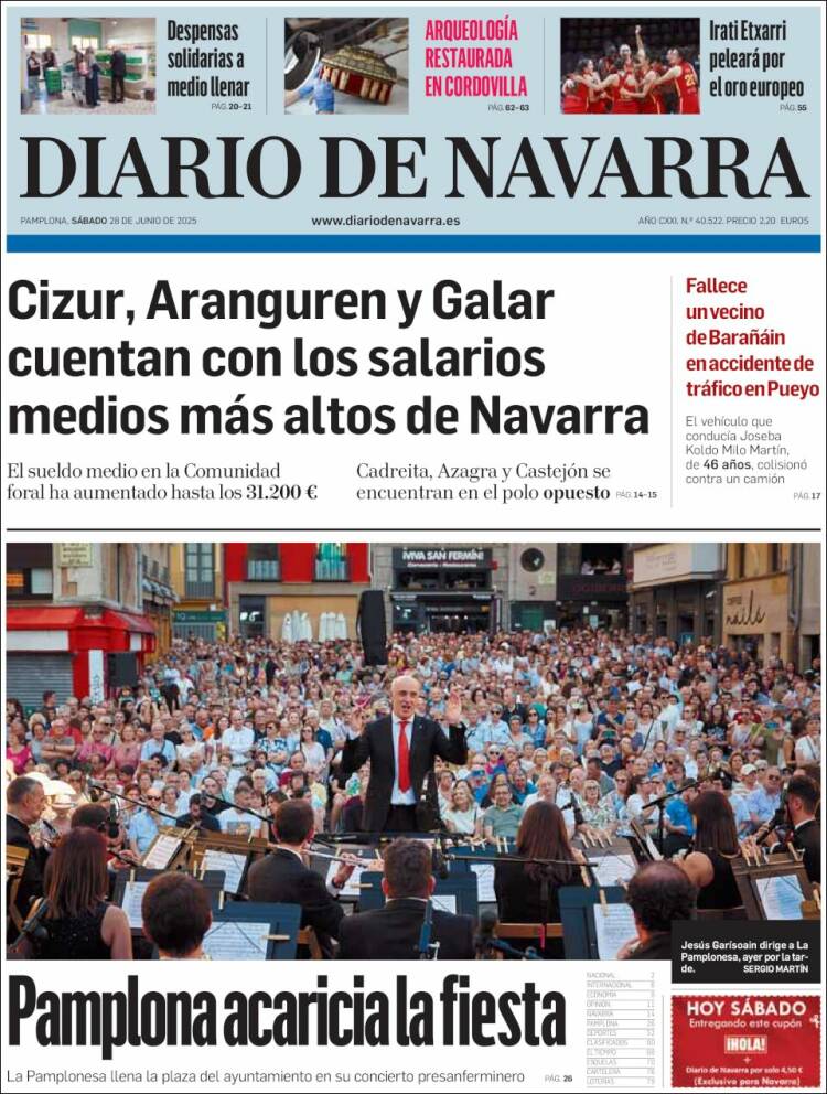 Portada de Diario de Navarra (España)