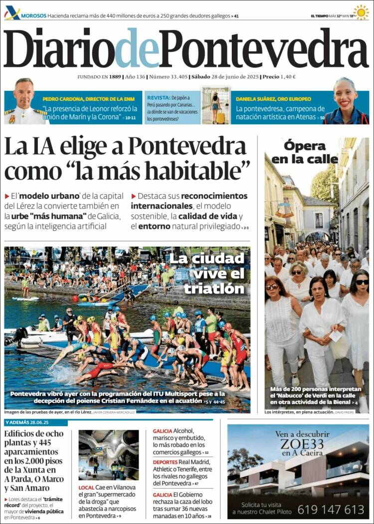 Portada de Diario de Pontevedra (España)