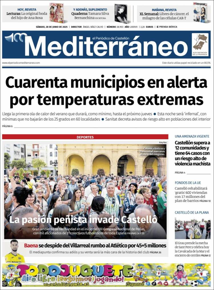 Portada de El Periódico Mediterraneo (España)