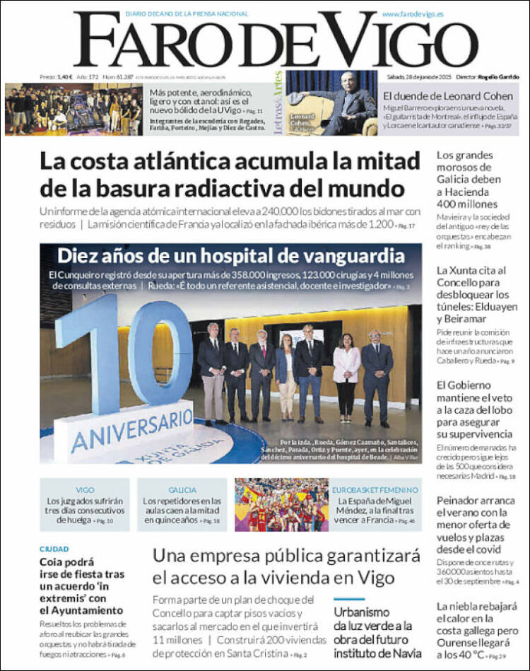 Portada de Faro de Vigo (España)