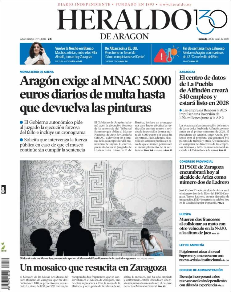 Portada de Heraldo de Aragón (España)
