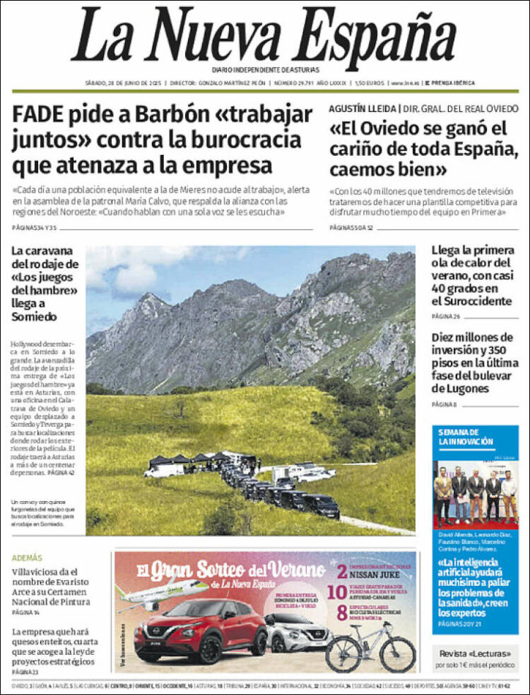 Portada de La Nueva España (España)