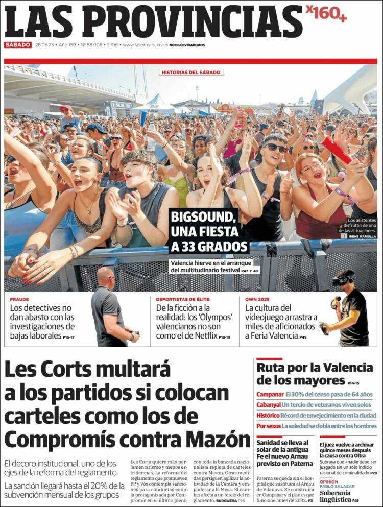Portada de Las Provincias (España)
