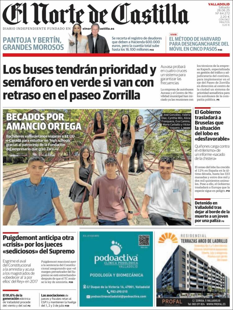Portada de Norte de Castilla - Valladolid (España)