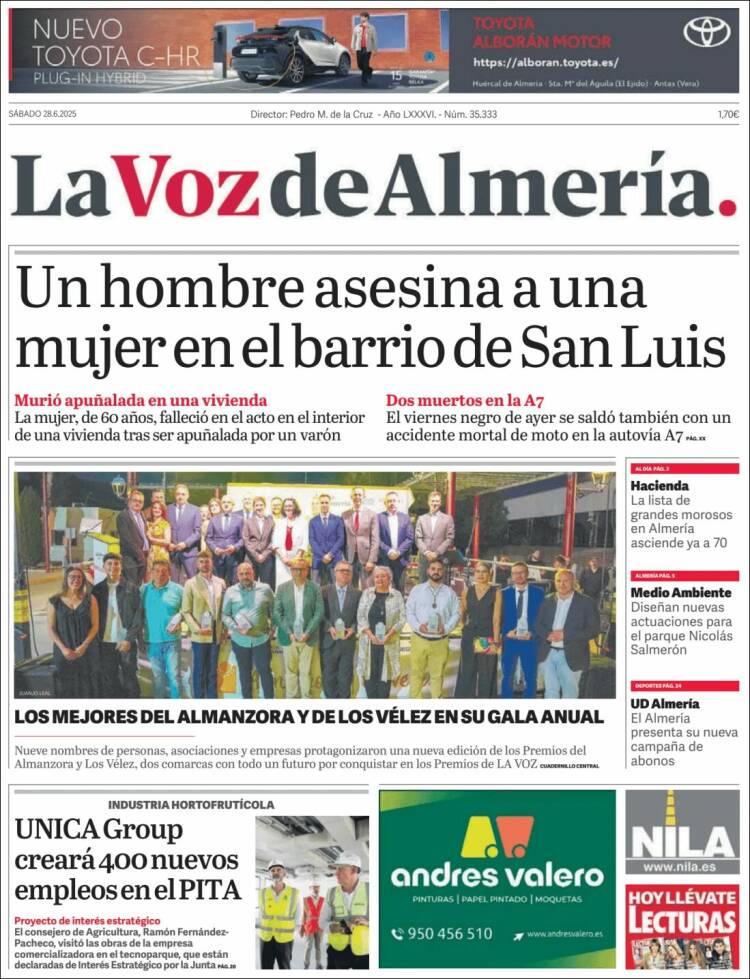 Portada de La Voz de Almería (España)