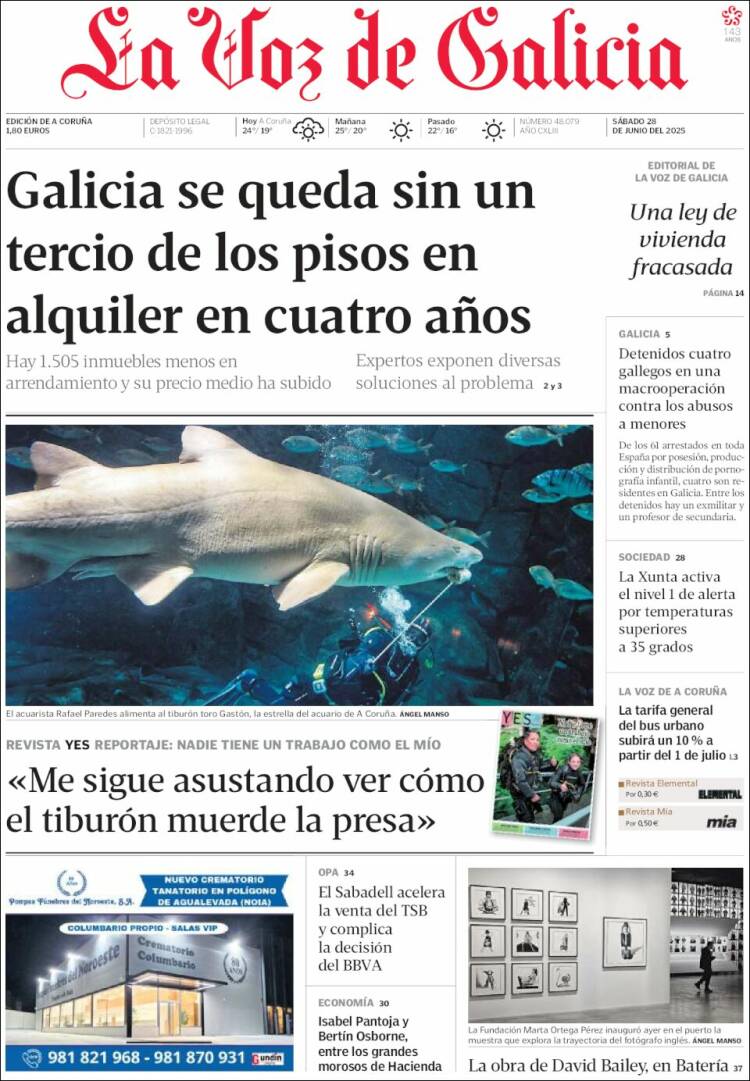 Portada de La Voz de Galicia (España)