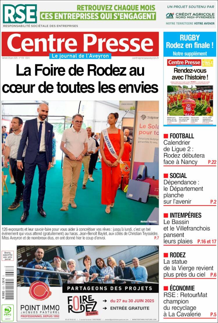 Portada de Centre Presse (Francia)