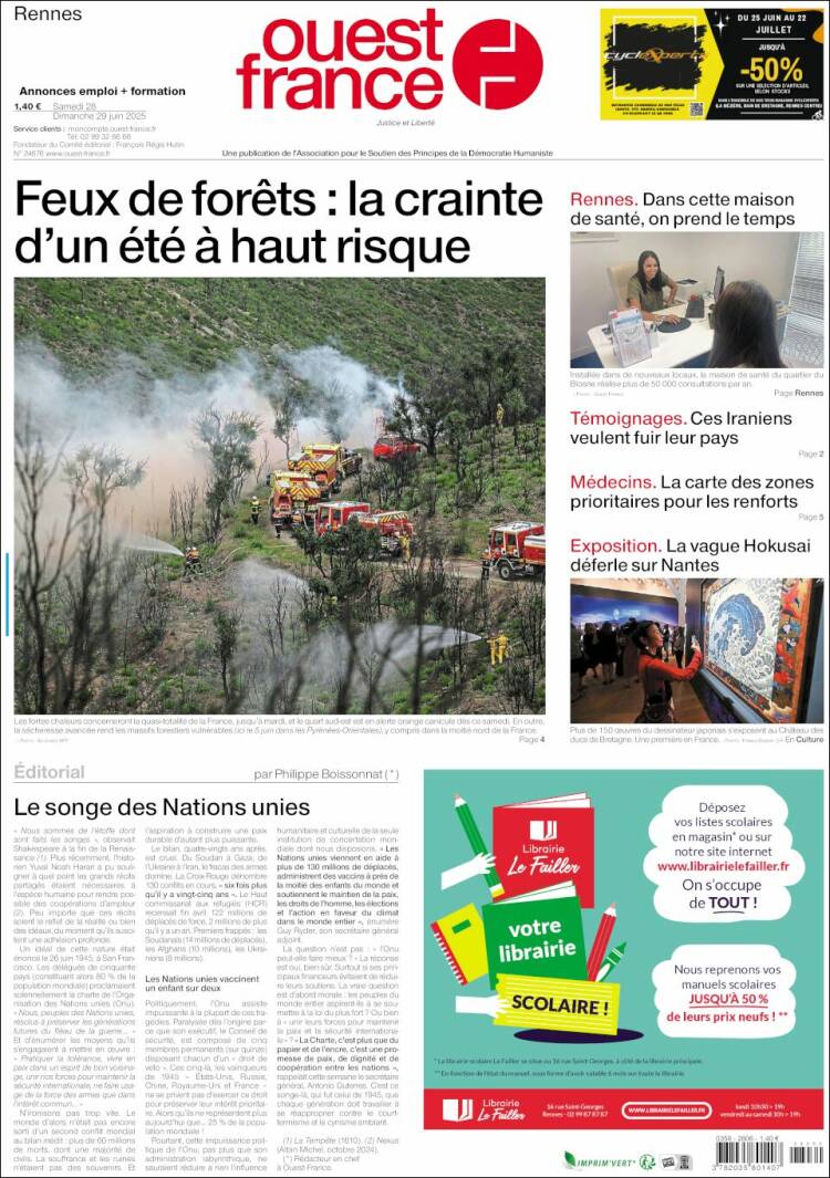 Portada de Ouest France (Francia)